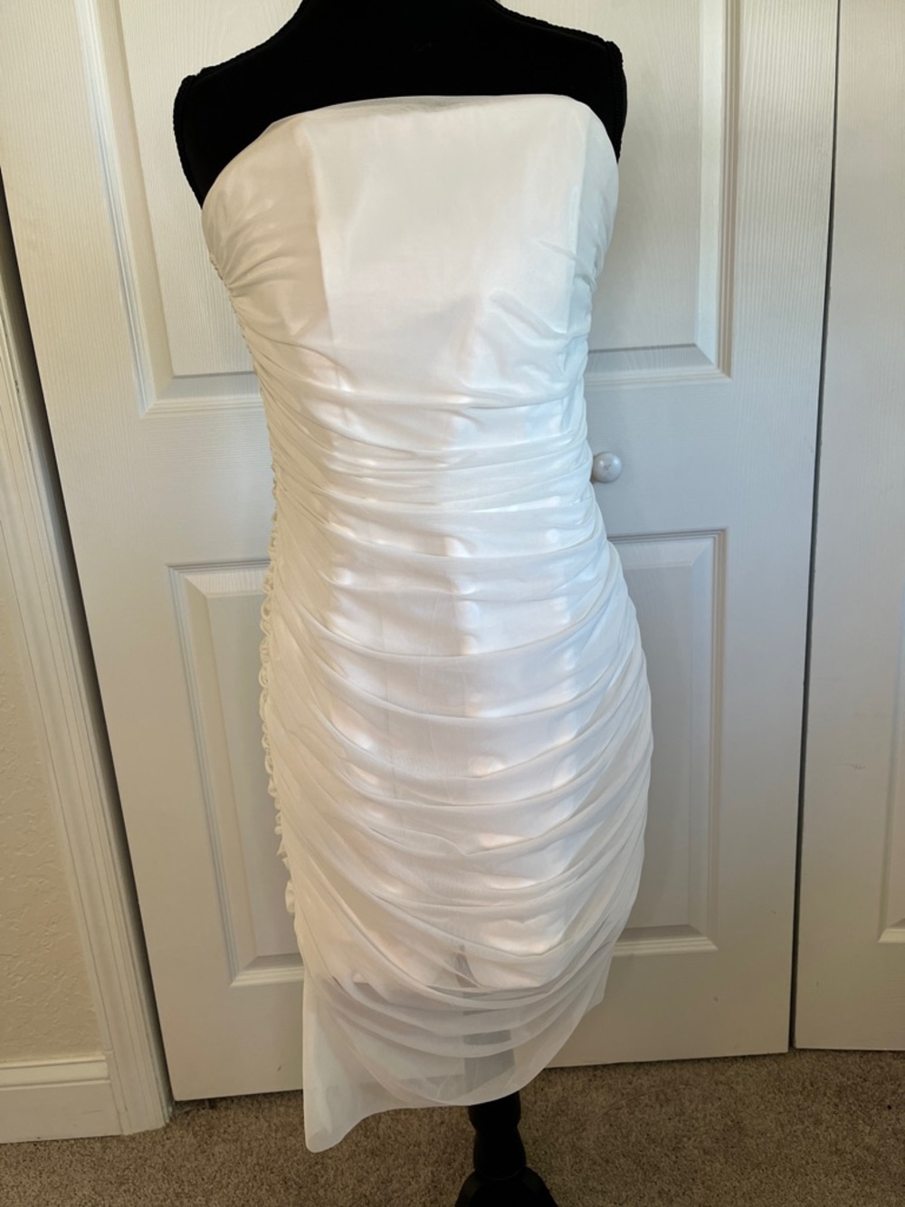 Majorelle Ursula Strapless White Ruched Mini Dress Wedding Bachelorette Sz M